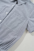 Stripe Chest Pockets Tie Waist Romper