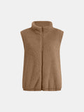 Full Size Fuzzy Zip Up Vest Coat with Pockets - felvior