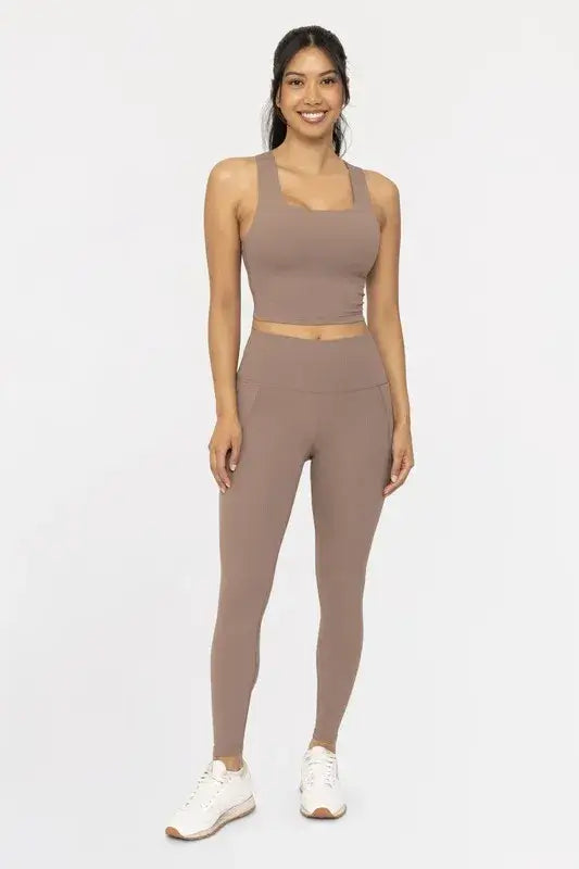MONO B Soft Ribbed High Waisted Leggings