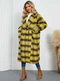 Contrast Double-Breasted Long Sleeve Longline Coat - felvior