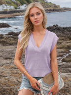 Ribbed Hem V-Neck Sweater Vest