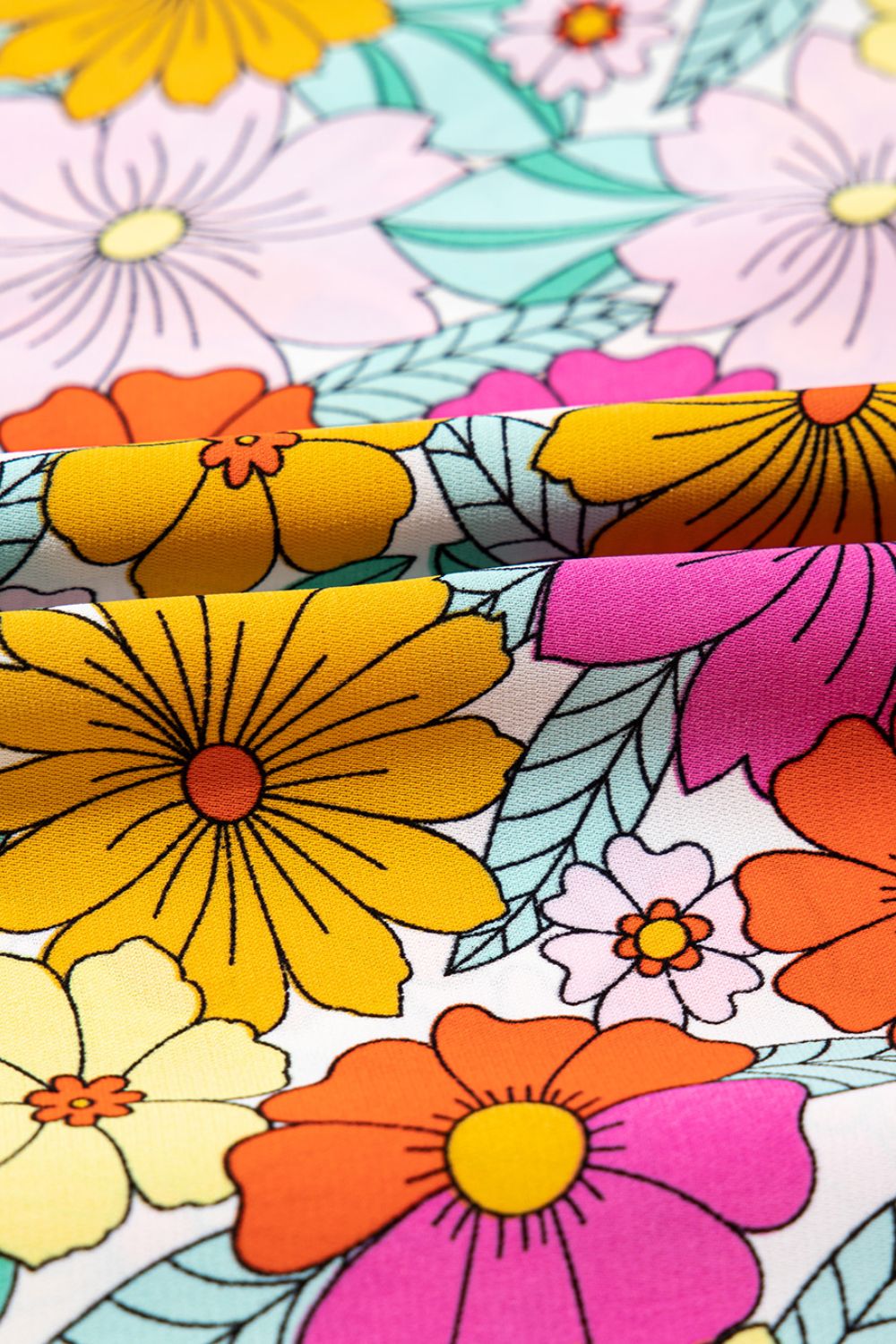 Floral Print Shirred Tiered Ruffled Sleeve Blouse