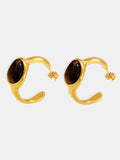 Stainless Steel Tigerite Ring and C-Hoop Earrings Set - felvior