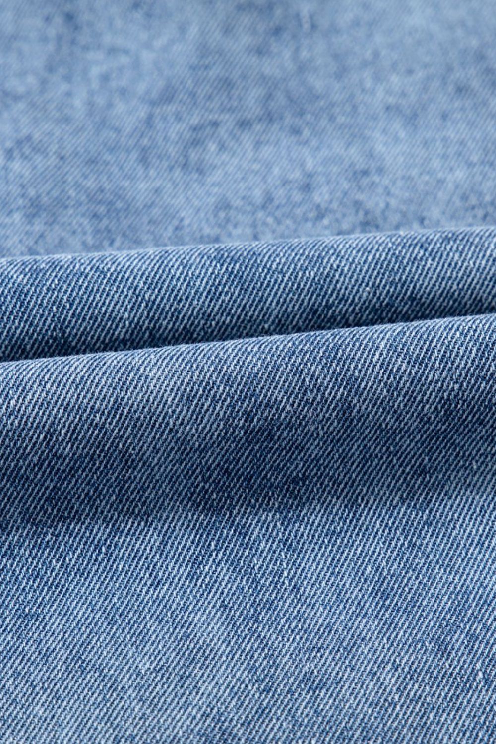 Short Sleeve Collared Patched Pocket Denim Mini Dress