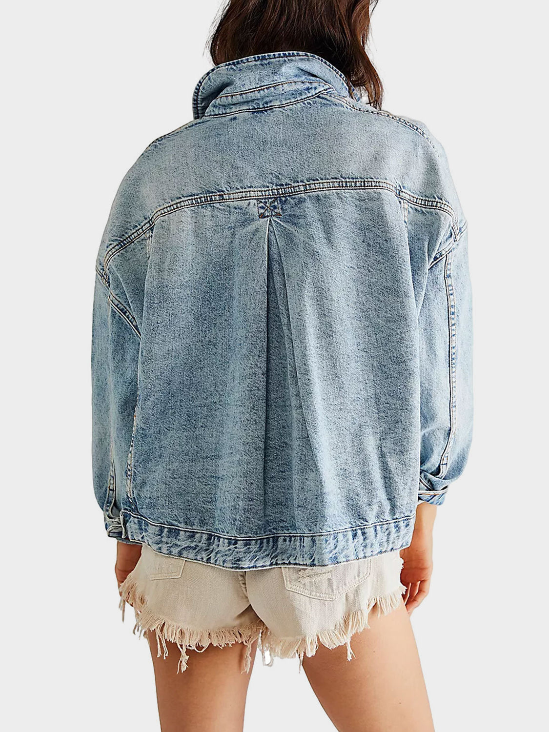 Button Up Long Sleeve Denim Jacket - felvior