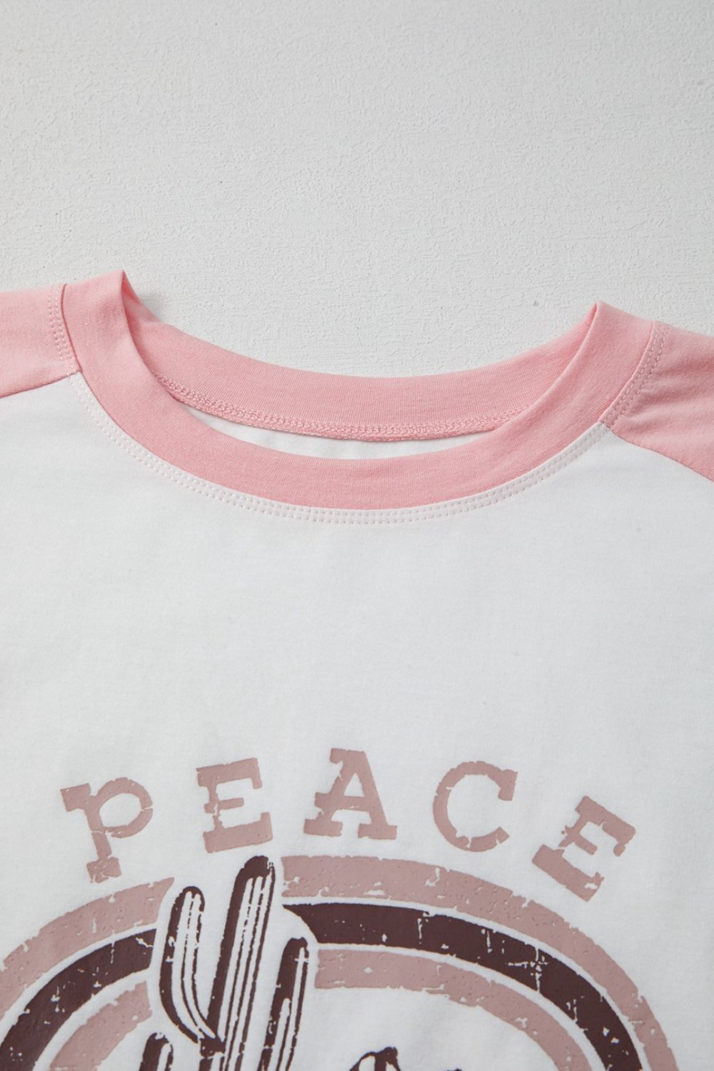 Peace Desert Graphic Asymmetric Printed Patchwork Sleeve Top
