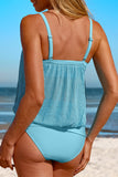 Square Neck Spaghetti Strap Tankini Set - felvior