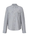 Devine Striped Collared Neck Long Sleeve Shirt - felvior