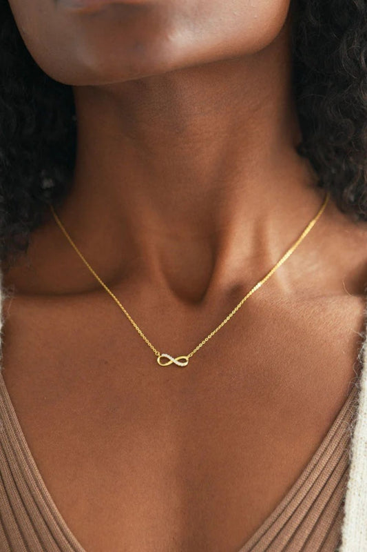 925 Sterling Silver Inland Zircon Infinite Necklace - felvior