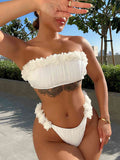 Applique Tie Back Two-Piece Bikini Set - felvior