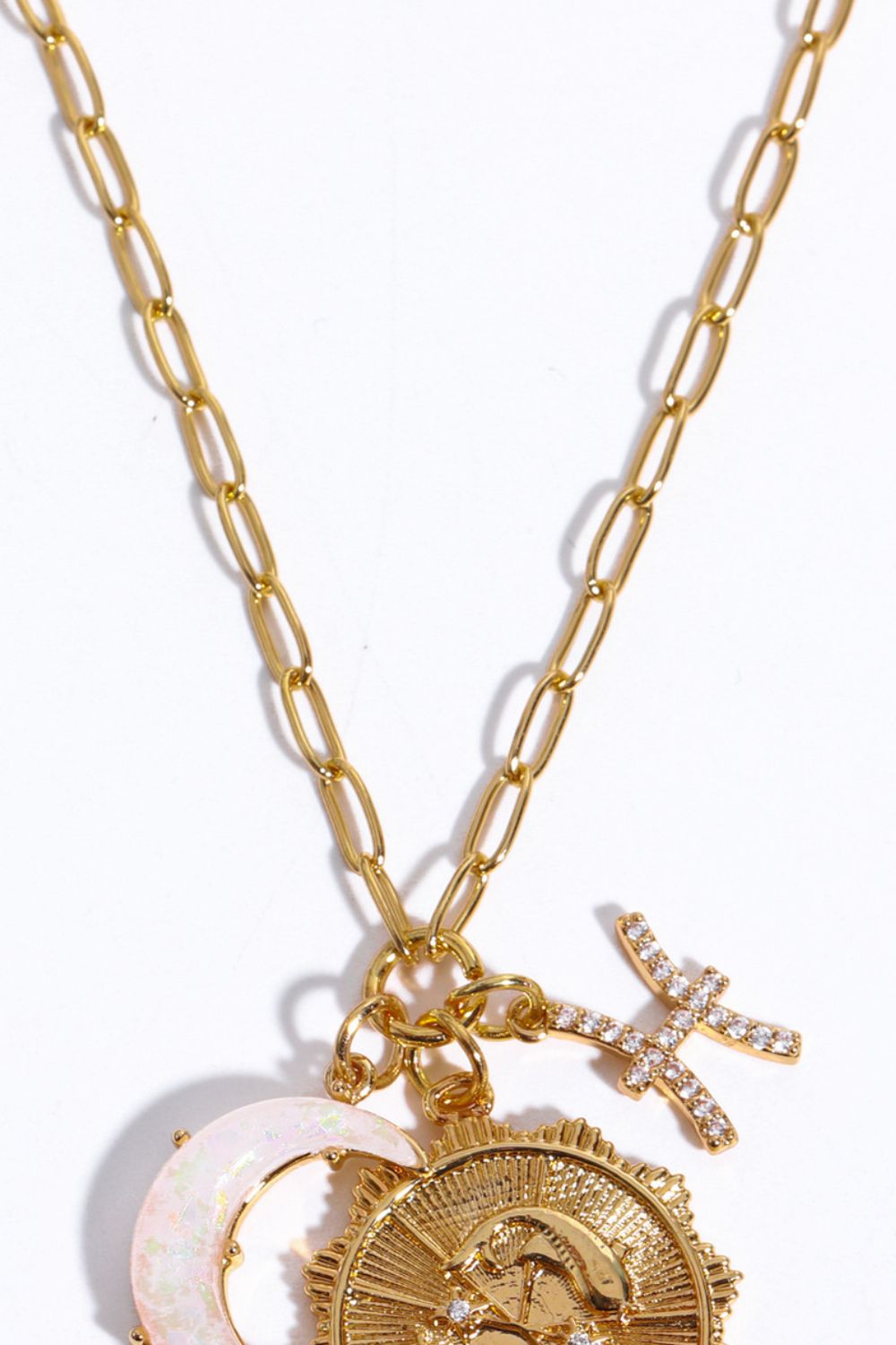 Constellation and Moon Pendant Copper Necklace - felvior