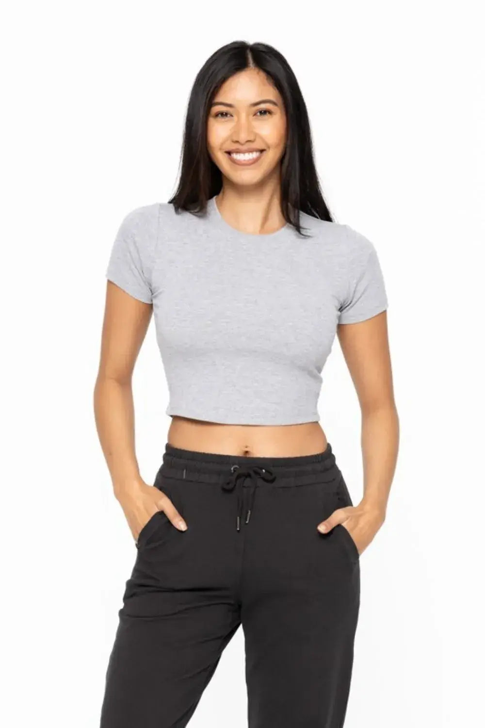 MONO B Essential Micro-ribbed Cropped Athleisure Tee Hauptbild