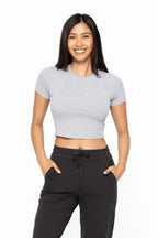 MONO B Essential Micro-ribbed Cropped Athleisure Tee