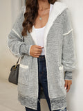 Open Front Hooded Winter Coat with Pockets - felvior