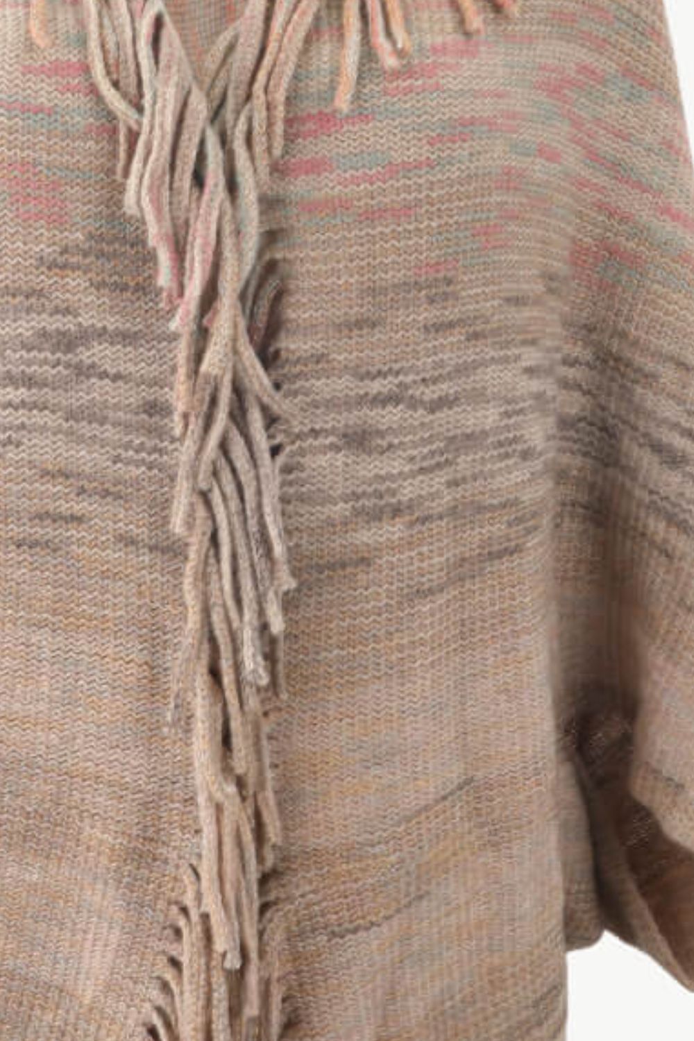 Multicolored Fringe Trim Poncho - felvior
