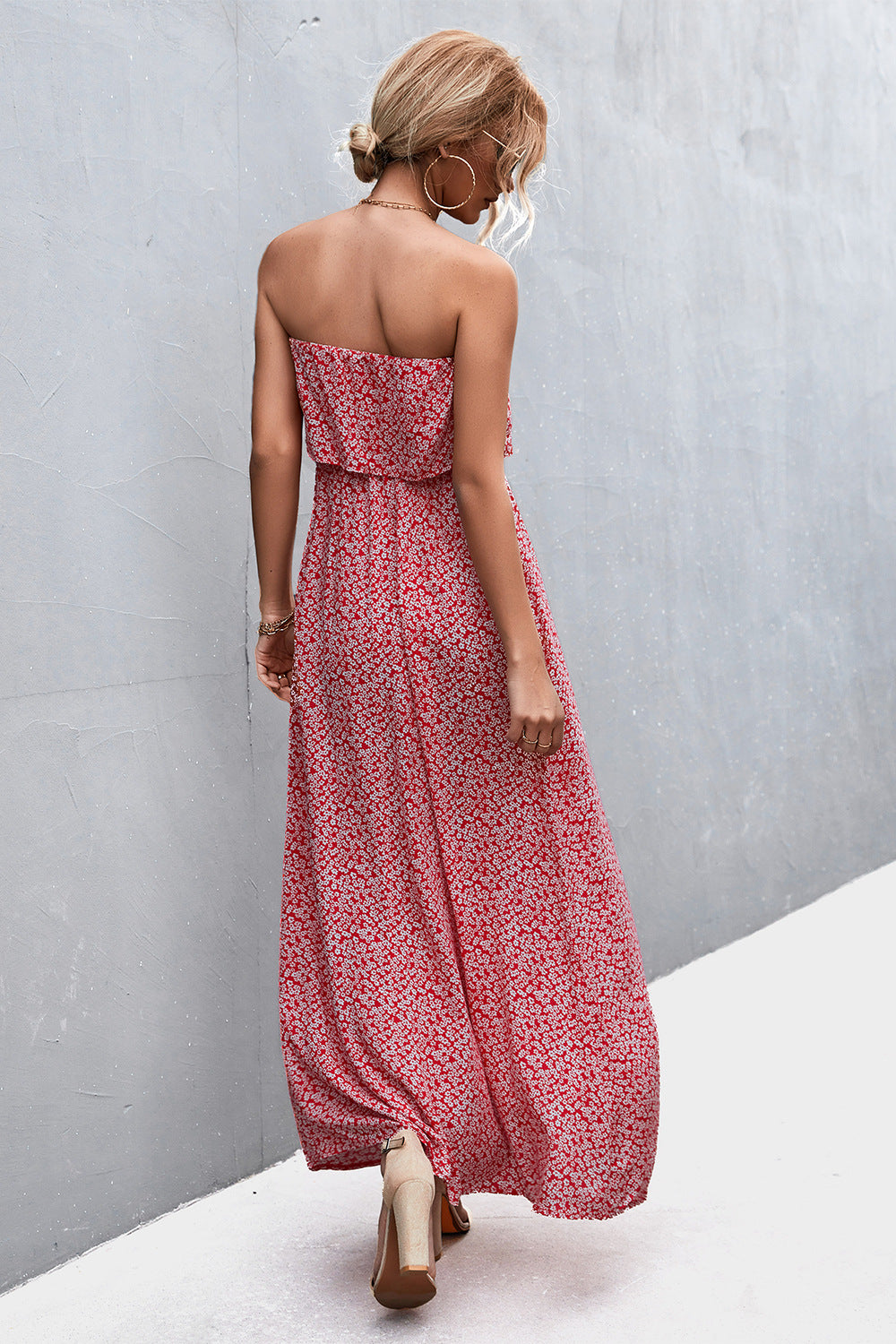 Strapless Split Maxi Dress - felvior