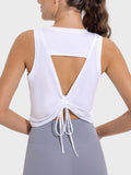 Millennia Drawstring Cutout Round Neck Active Tank - felvior
