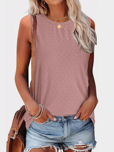 Florira Eyelet Round Neck Tank - felvior