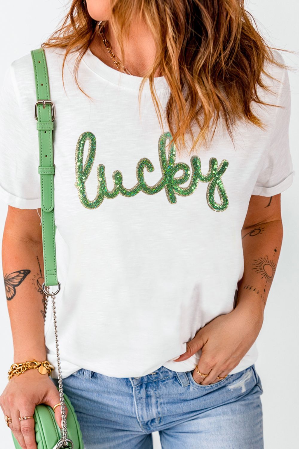 T-Shirt mit Pailletten zum St. Patrick's Day Zweitbild