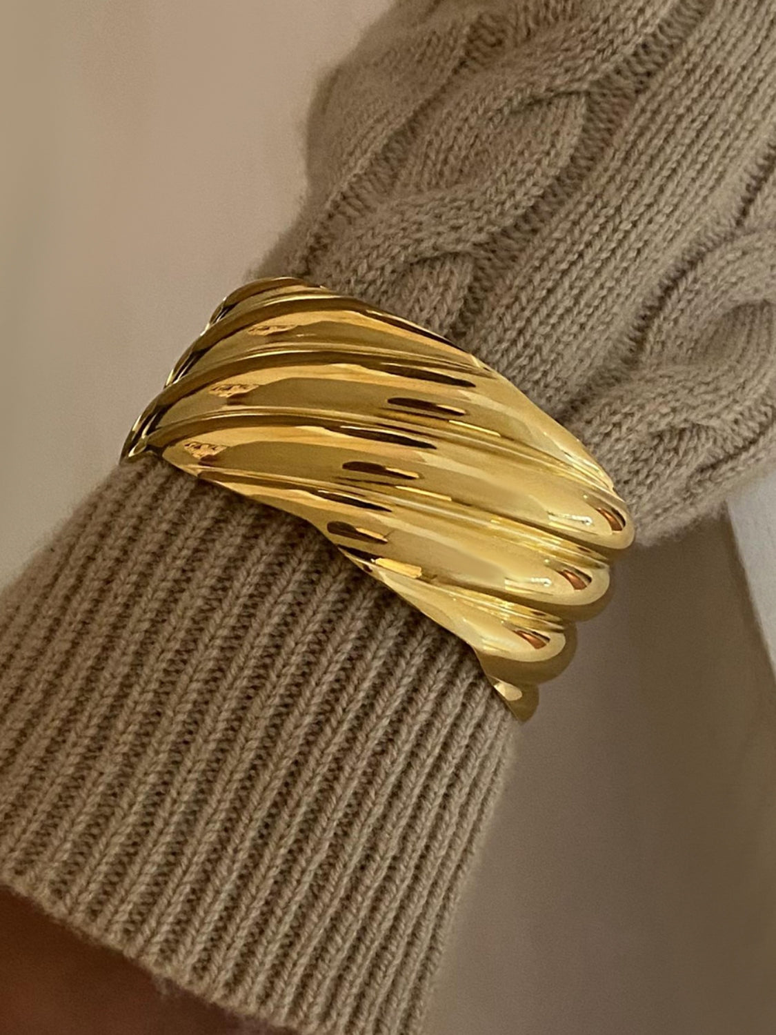 18K Gold-Plated Stainless Steel Open Ring - felvior