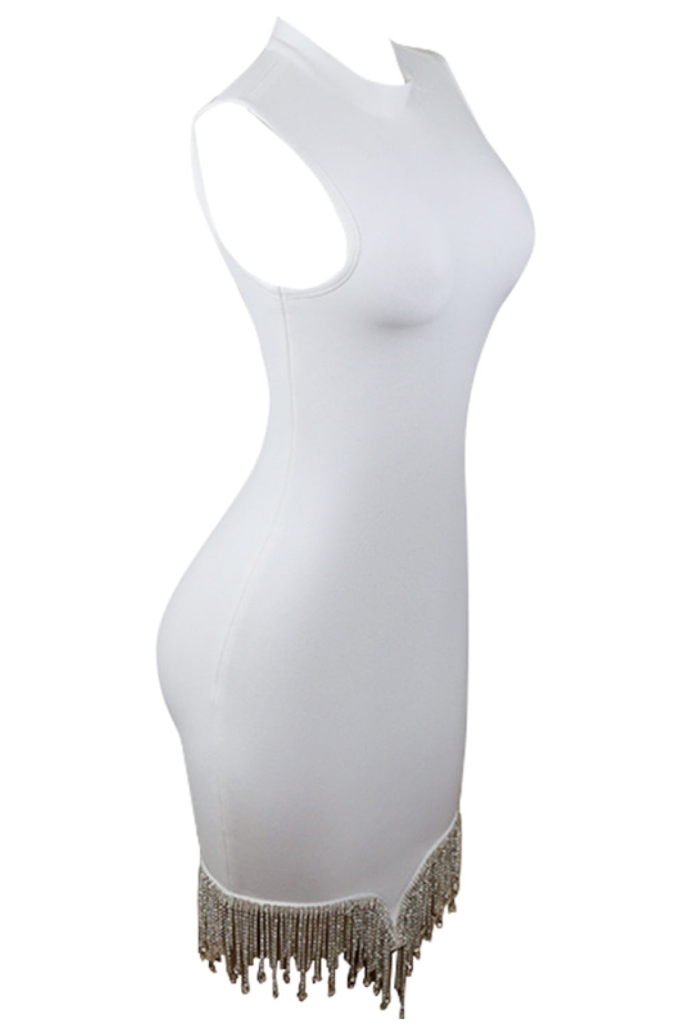 Figurbetontes Kleid mit Strass-Quasten am Saum Zweitbild