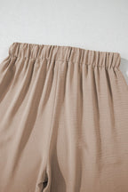 Button Down Vest and Drawstring Wide Leg Pants Set