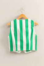 HYFVE Woven Striped V-Neck Button Down Vest