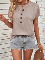 Half Button Short Sleeve Top