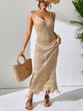 Openwork Scoop Neck Cover-Up Dress - felvior