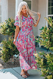 Multicolored V-Neck Maxi Dress - felvior