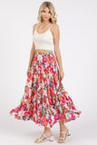 Mittoshop Flower Print Elastic Waist Tiered Skirt - felvior