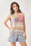 Davi & Dani Multi Color Crochet Sleeveless Knit Vest Top