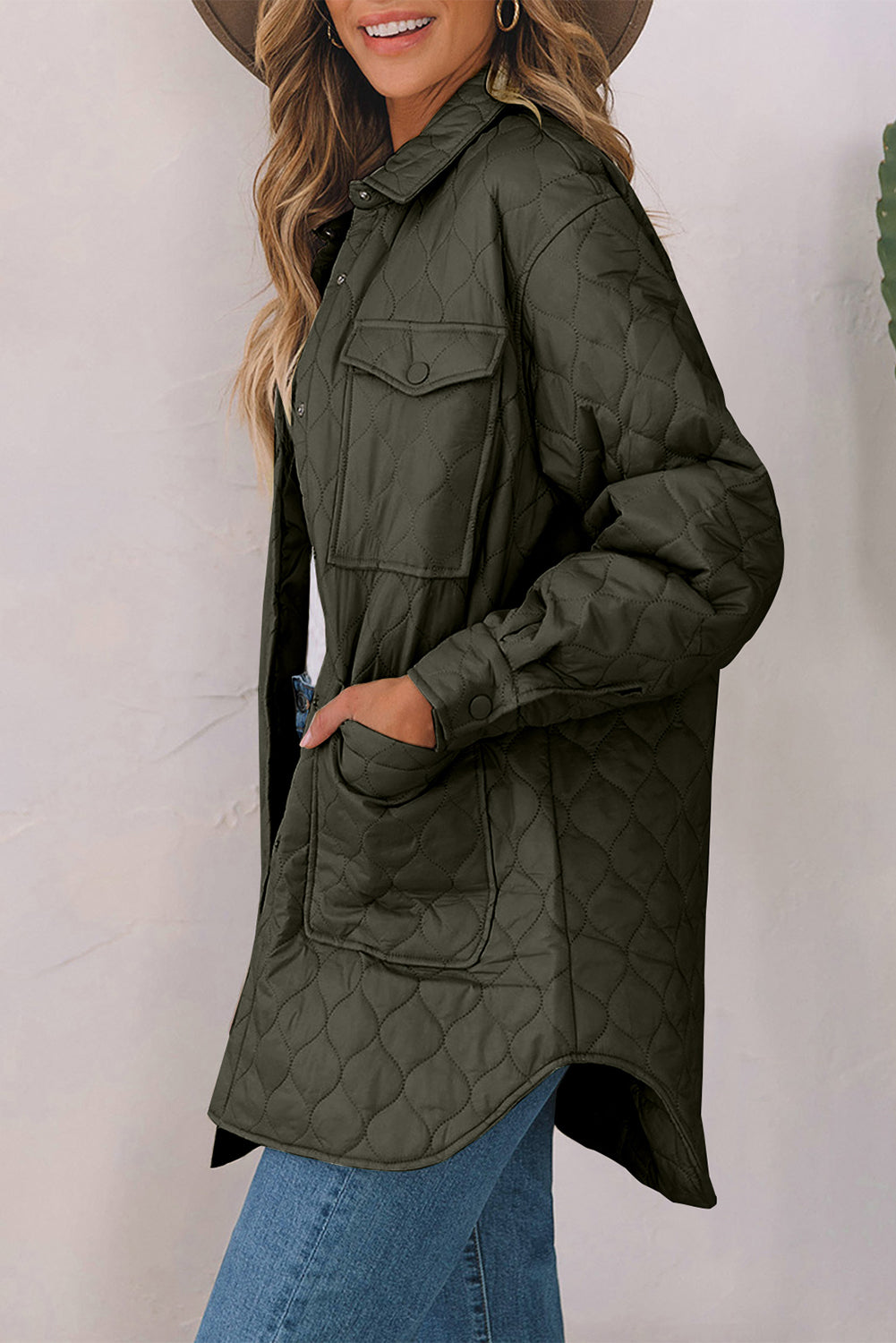 Snap Down Collared Winter Coat - felvior