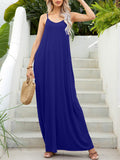 Spaghetti Strap V-Neck Maxi Dress with Pockets - felvior