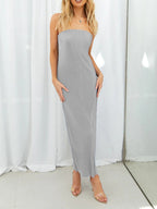 Lace-Up Back Tube Maxi Dress