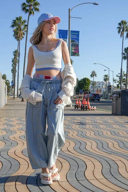 VERY J Washed Chambray Barrel Denim Pants Hauptbild