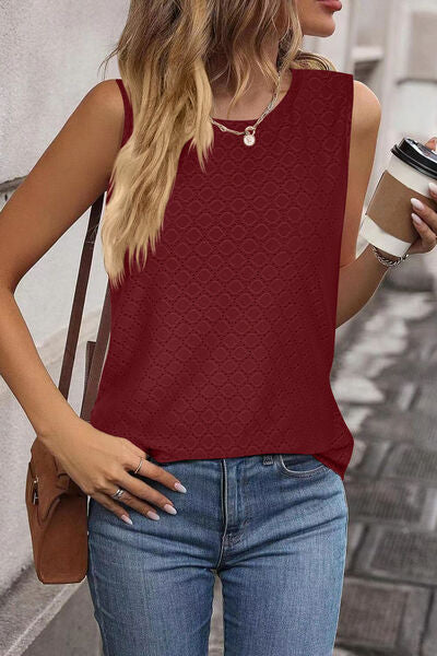 Florira Eyelet Round Neck Tank - felvior