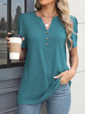 Notched Short Sleeve T-Shirt - felvior