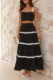 Contrast Trim Cami and Maxi Skirt Set - felvior