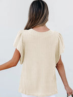 Round Neck Ruffle Sleeve Top