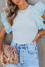 Ruffled Round Neck Cap Sleeve Top