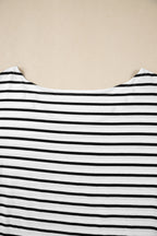 Stripe Half Sleeve Scoop Neck Top