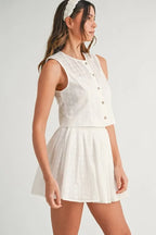 MABLE Eyelet Lace Top and Mini Skirt Set