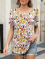 Floral Round Neck Short Sleeve Top
