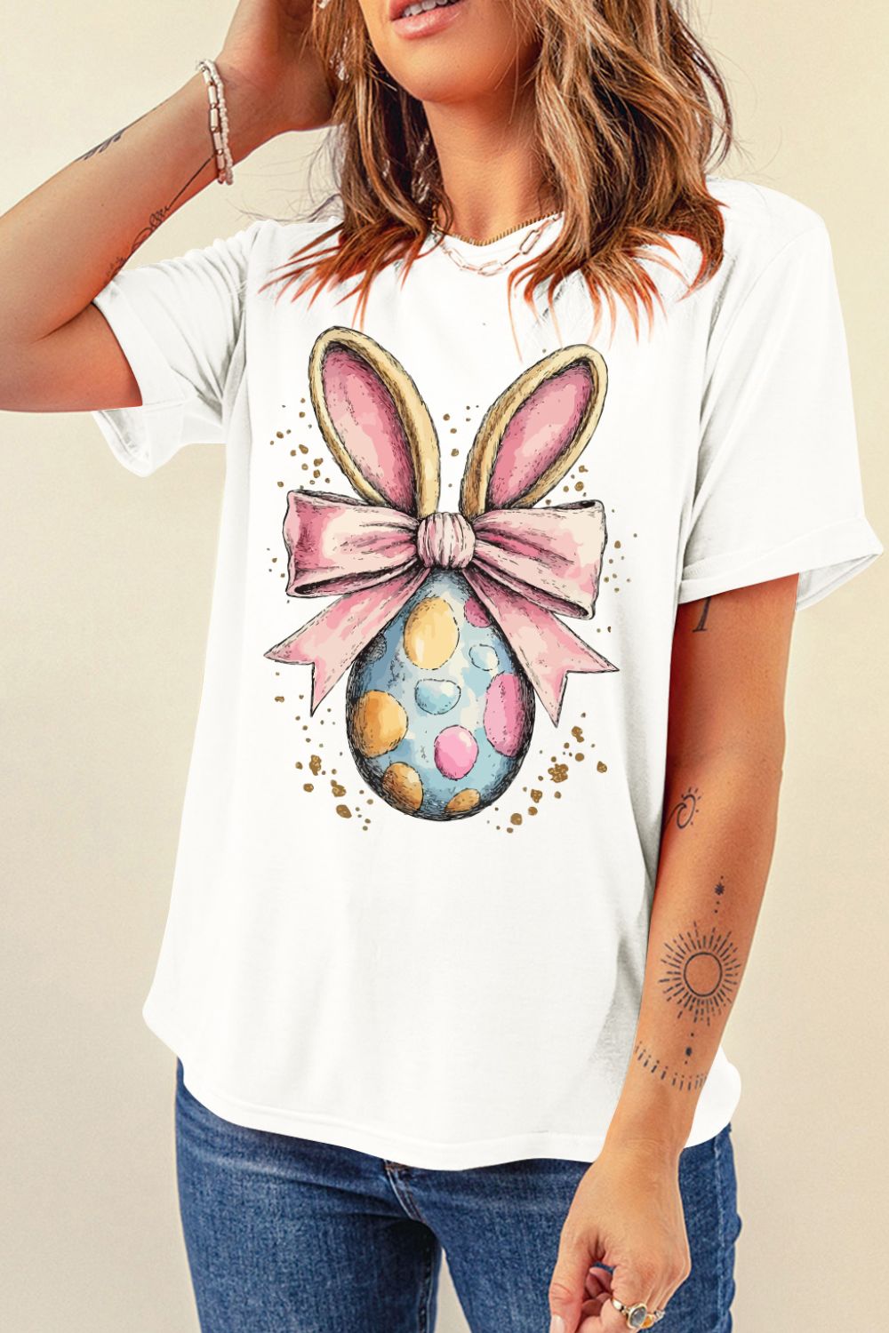 Easter Egg Bow Bunny Ear Graphic T-Shirt Hauptbild