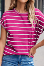 Striped Short Sleeve Knit Top