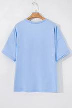 Sequined American Flag Dropped Shoulder T Shirt