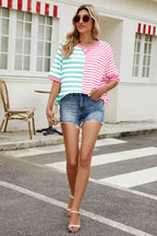 Striped Round Neck Half Sleeve T-Shirt