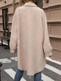 Button Up Drop Shoulder Sherpa Coat - felvior