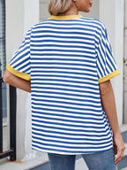 Striped Round Neck Half Sleeve T-Shirt